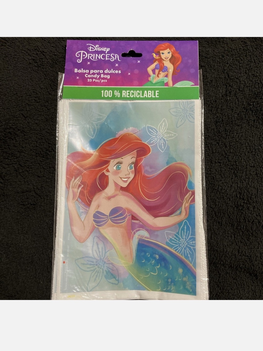 Ariel Candy Bags - green & teal Little Mermaid Party Favor Bags (25 pcs)